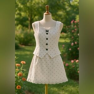 Elegant White Polka Dot two pc set- Missing label
